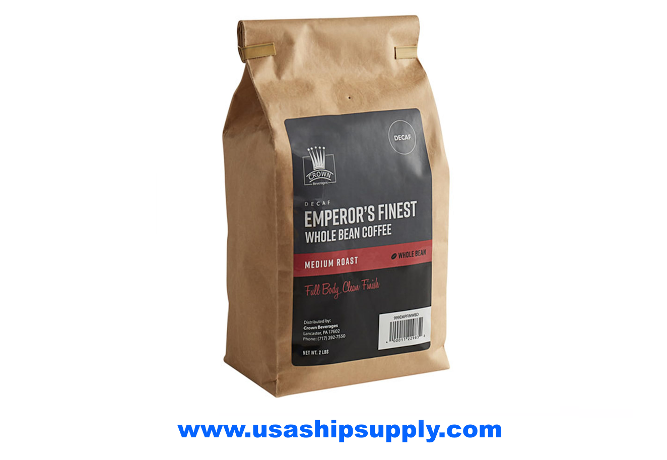 Crown Beverages Emperor's Finest Whole Bean Decaf Coffee 2 lb. - 5/Case